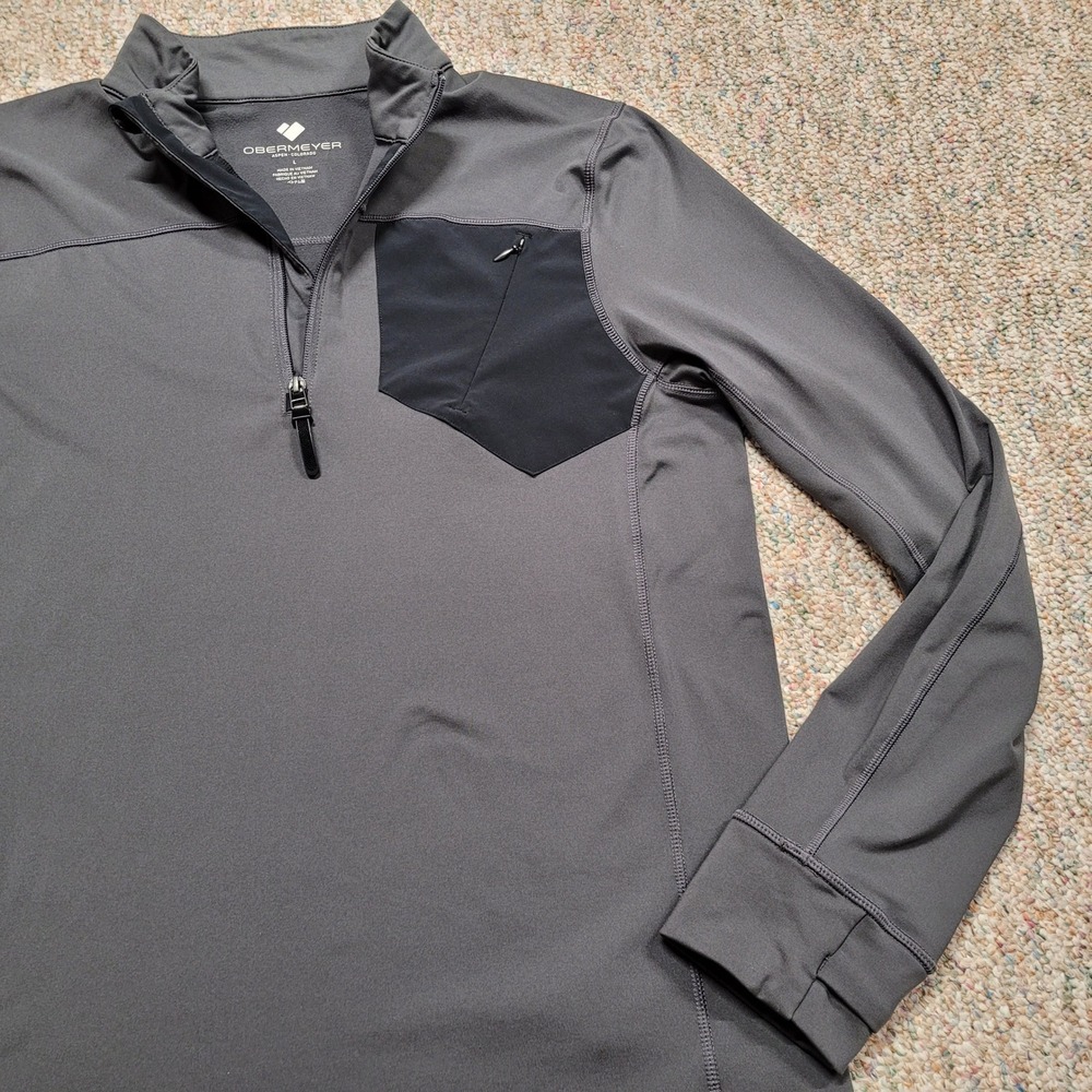 Obermeyer Flex Shirt Mens Large Grey 1/4 Zip Pullover Outdoors Active Base Layer - Picture 5 of 16